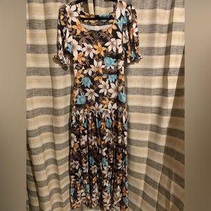 Fall themed flower maxi dress